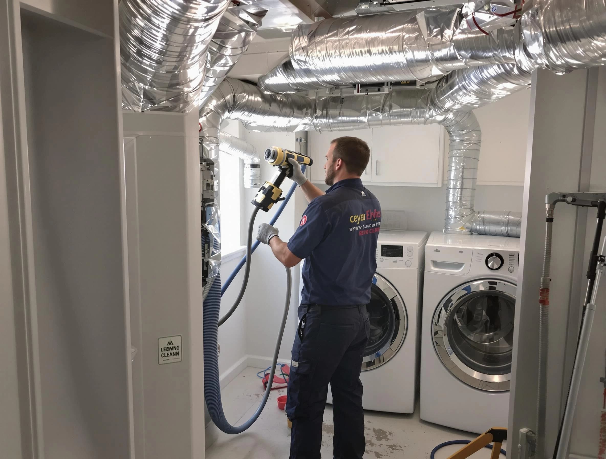 Purcell Dryer Vent Cleaning specialist using advanced equipment for thorough duct cleaning in Purcell