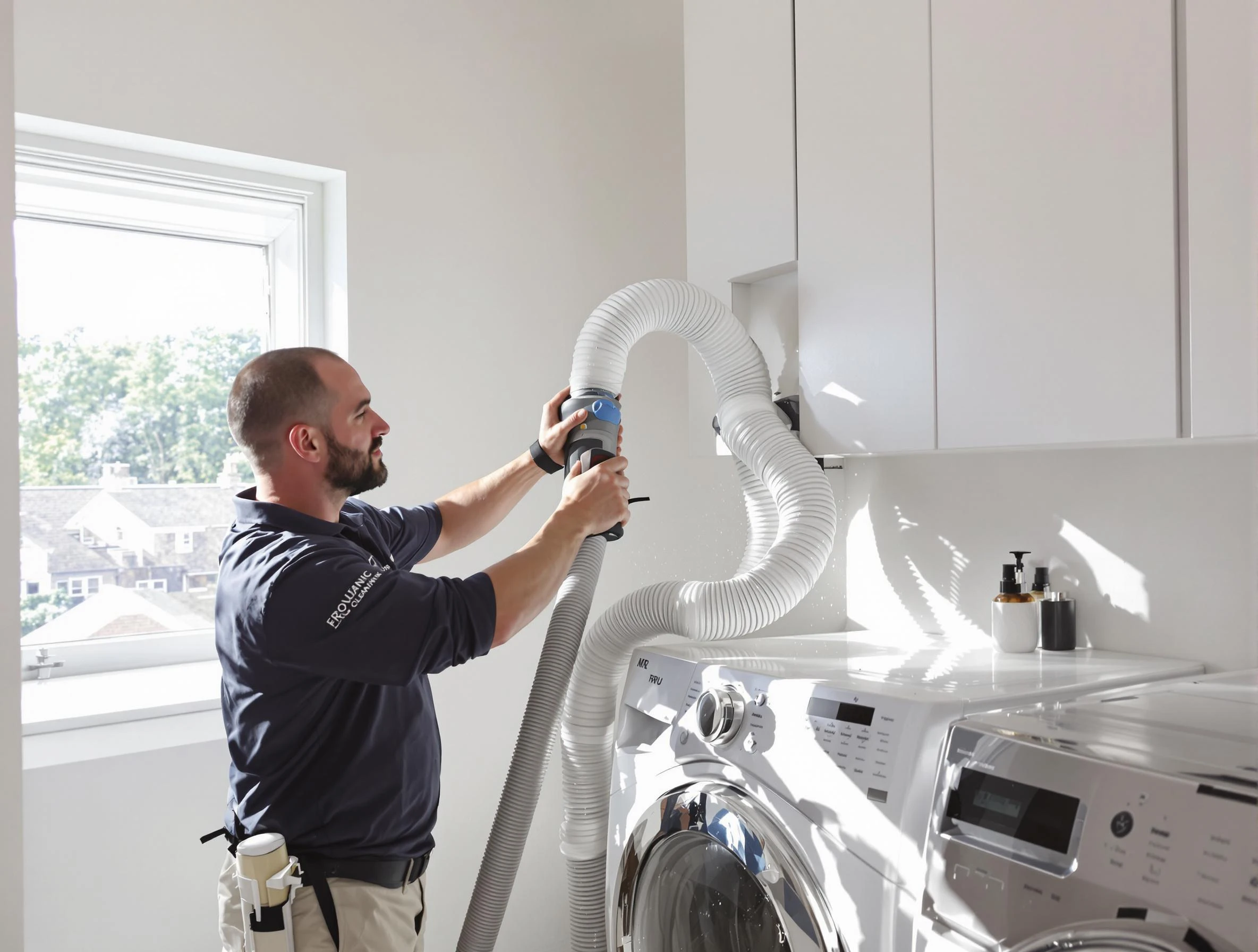 Certified Purcell Dryer Vent Cleaning technician performing dryer vent cleaning in Purcell