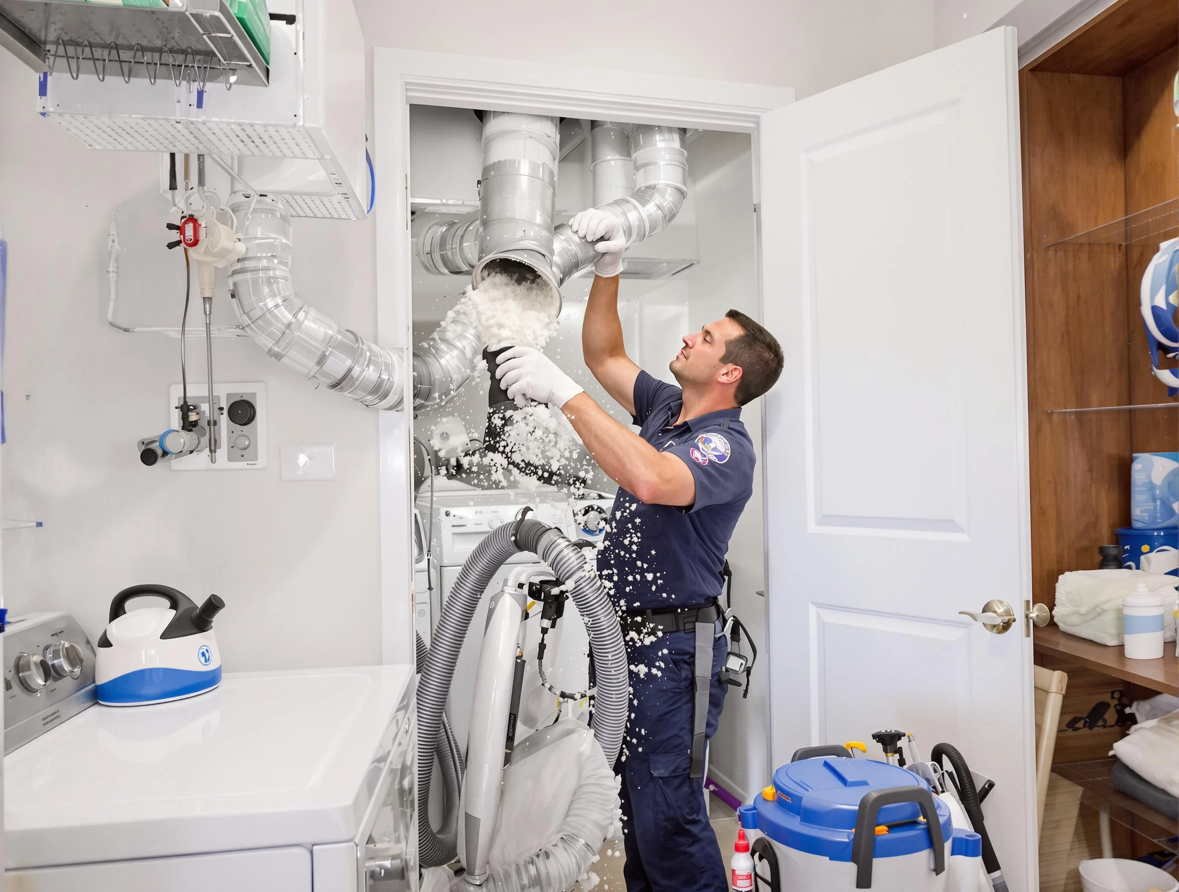 Purcell Dryer Vent Cleaning technician delivering thorough residential dryer vent cleaning service in Purcell